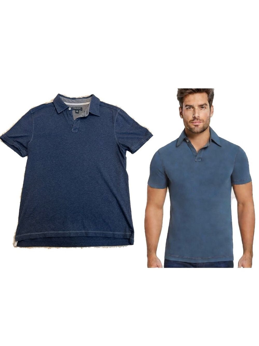 Banana republic men's blue Heathered fitted Pima polo shirt S